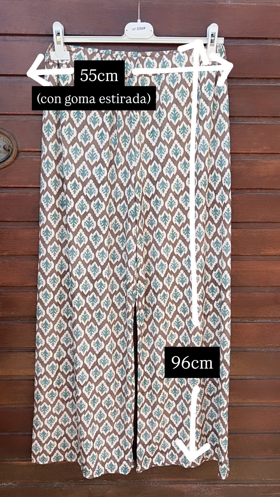 Pantalón licra fria hojas turquesa