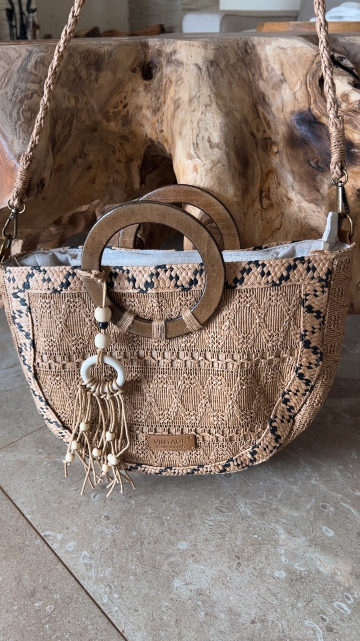 Bolso detalle madera