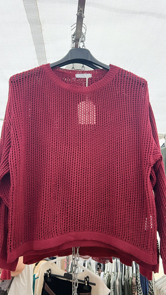 Jersey calado granate