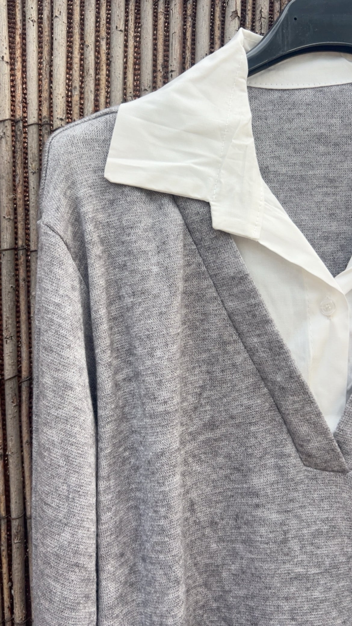 Jersey gris camisa cosida