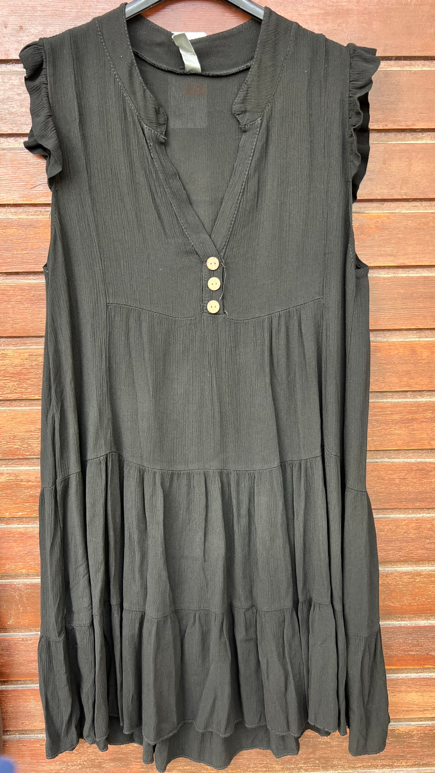 Vestido negro bambula detalle botones