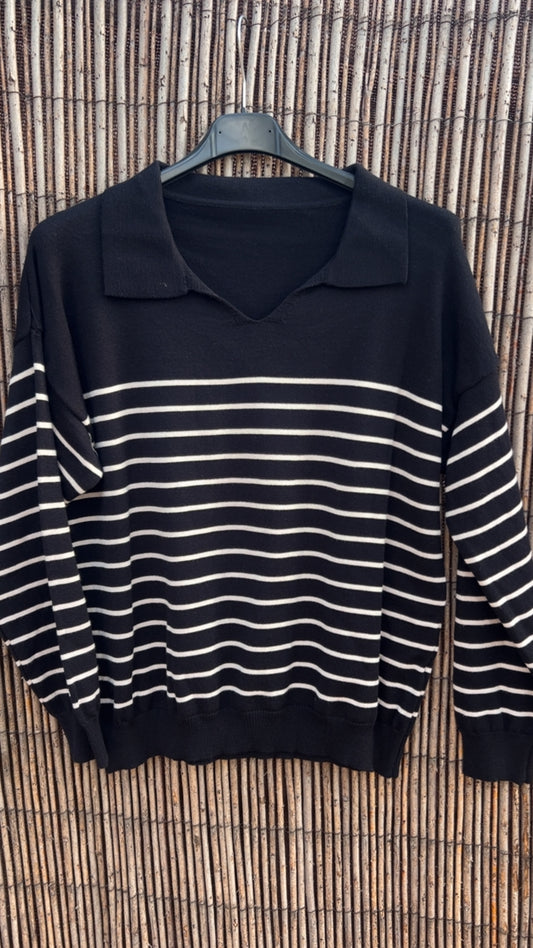 Polo negro rayas