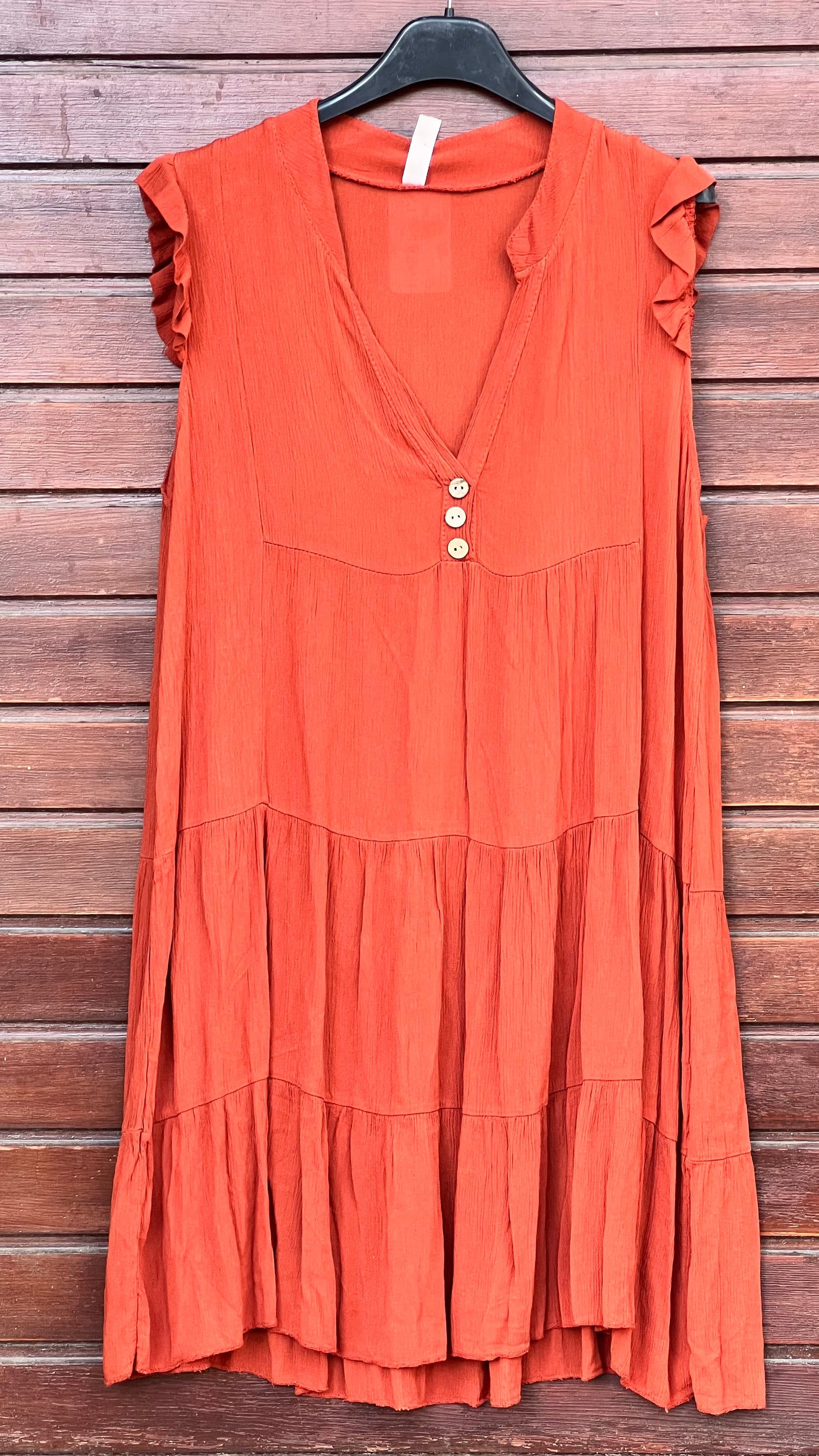Vestido teja bambula detalle botones