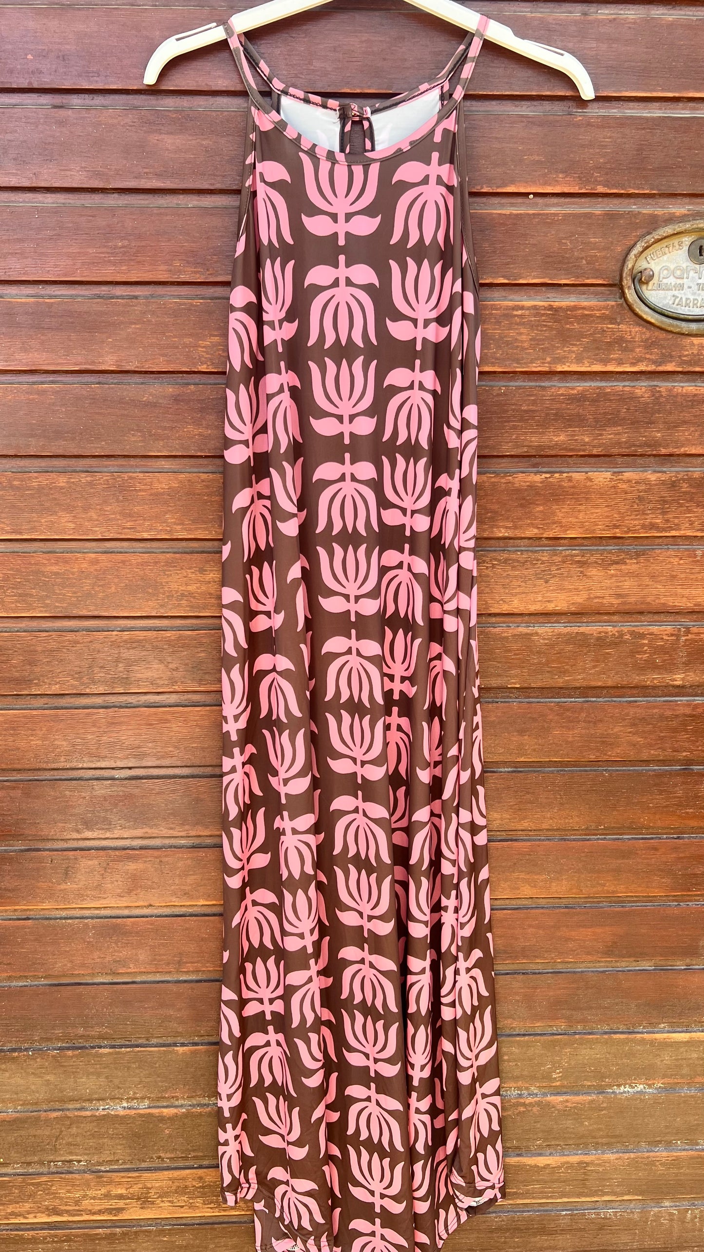 Vestido largo estampado rosa