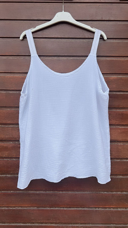Top bambula blanco