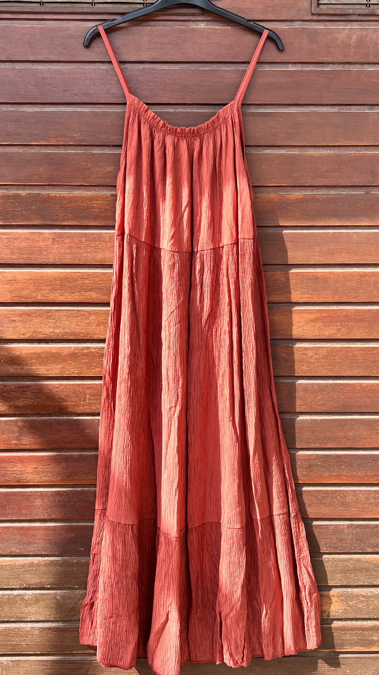 Vestido teja bambula tirante fino
