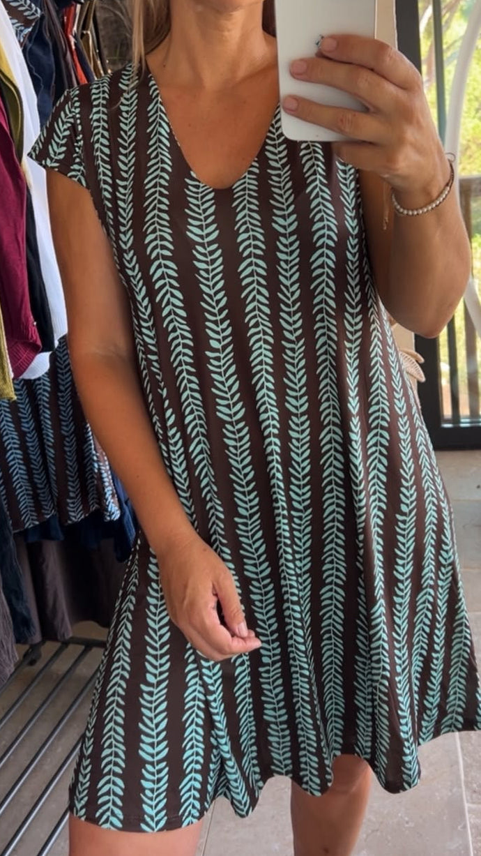 Vestido licra fria hoja turquesa