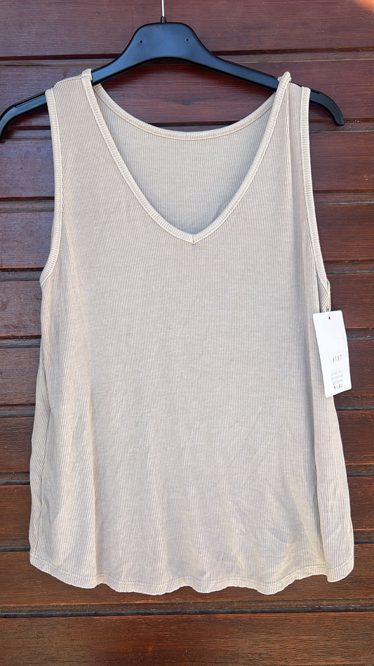 Top canalé beige