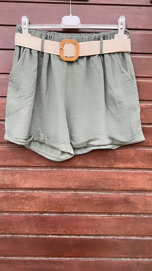 Pantalón efecto lino caki