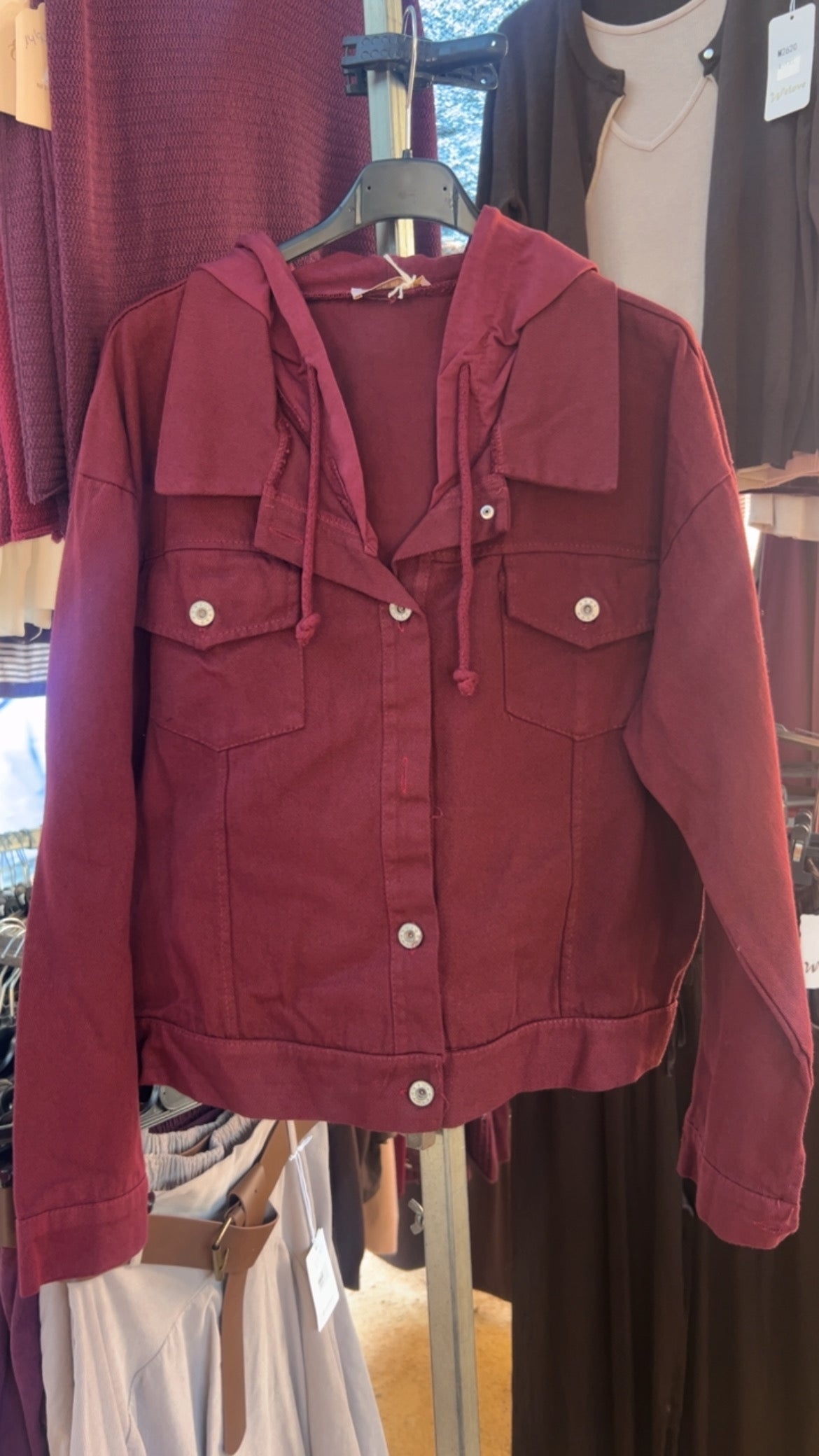 Chaqueta tejana granate