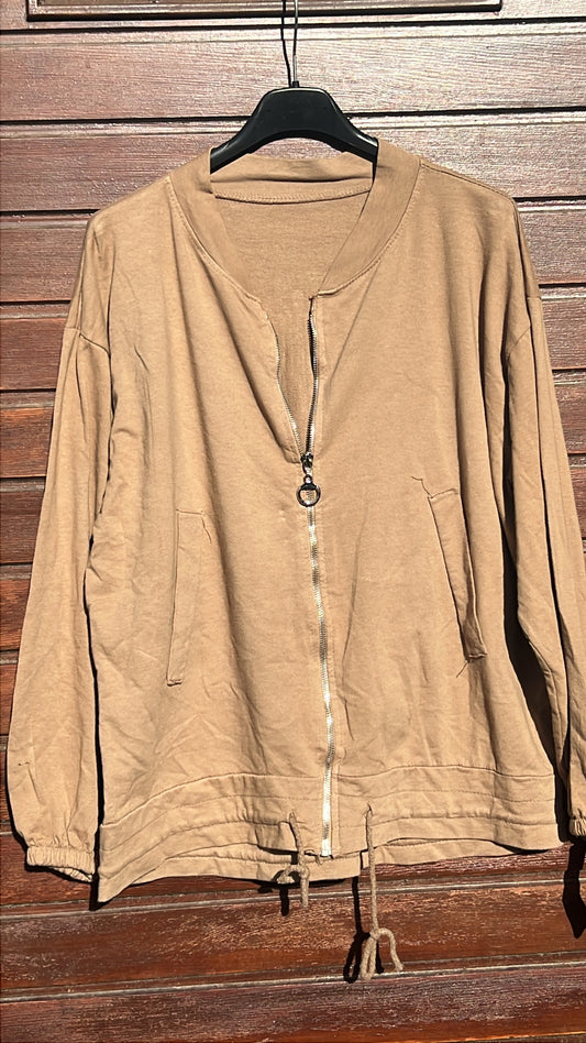 Bomber algodón camel