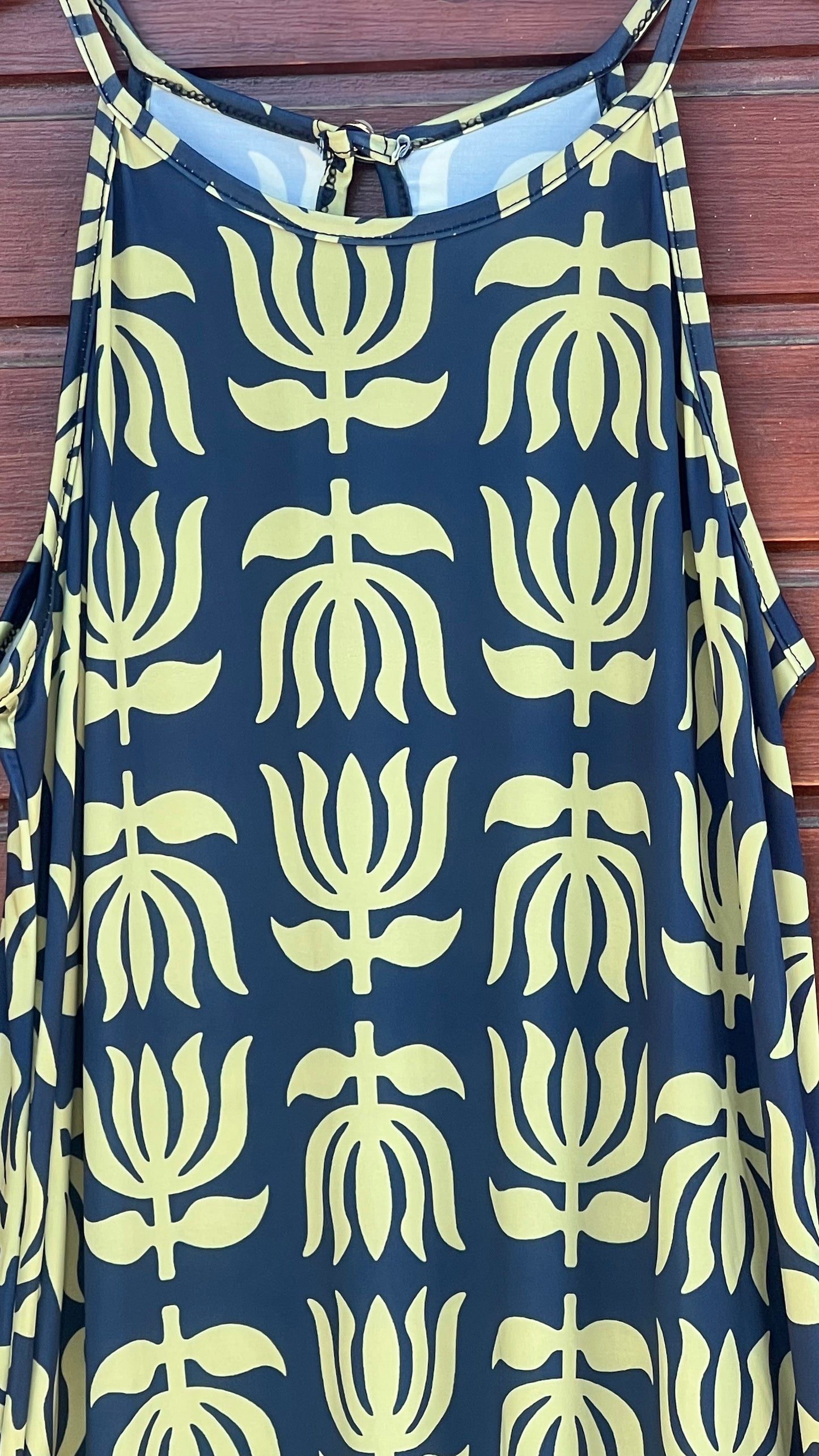 Vestido largo estampado pistacho
