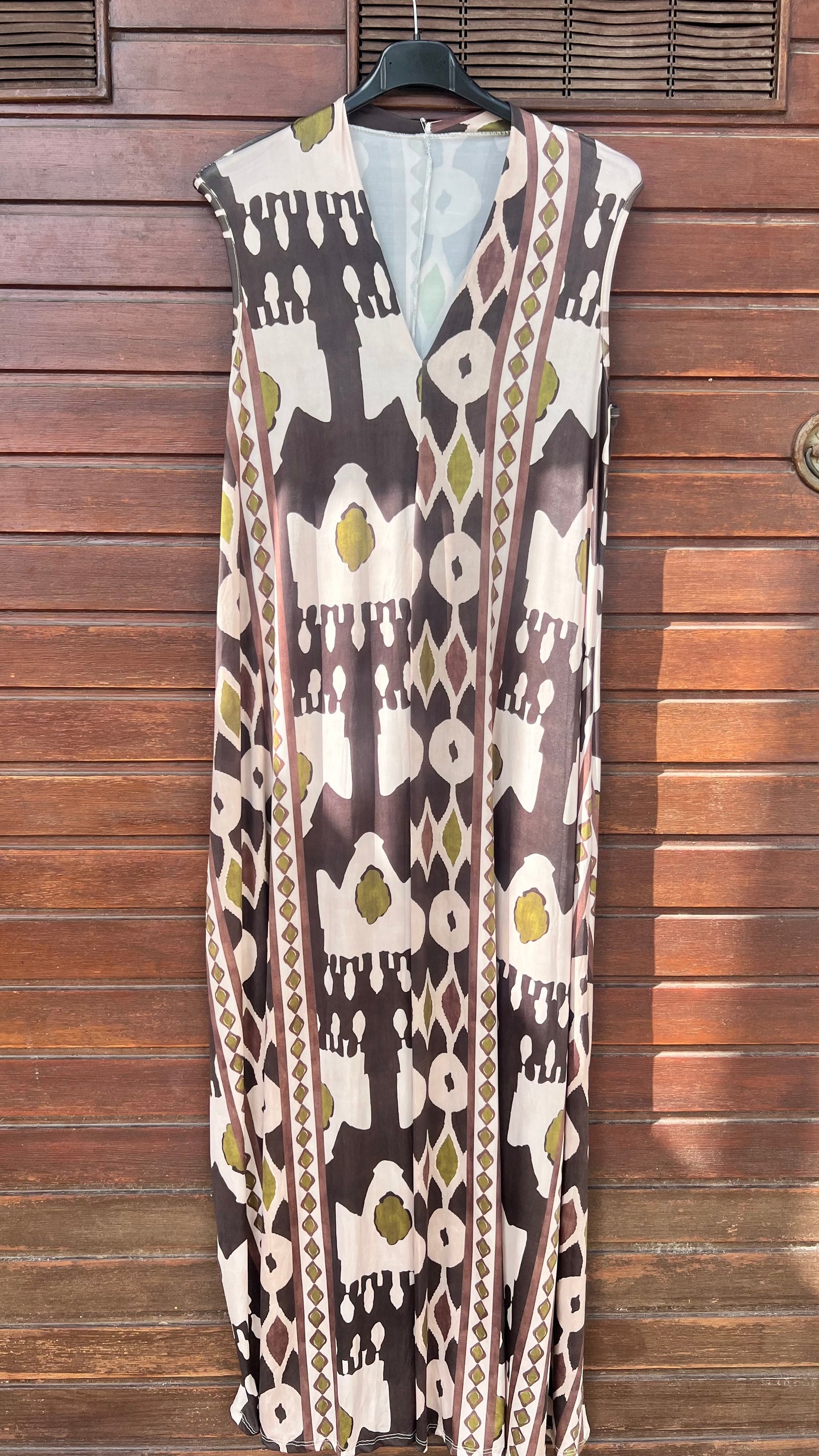 Vestido largo tonos pistacho y xoco