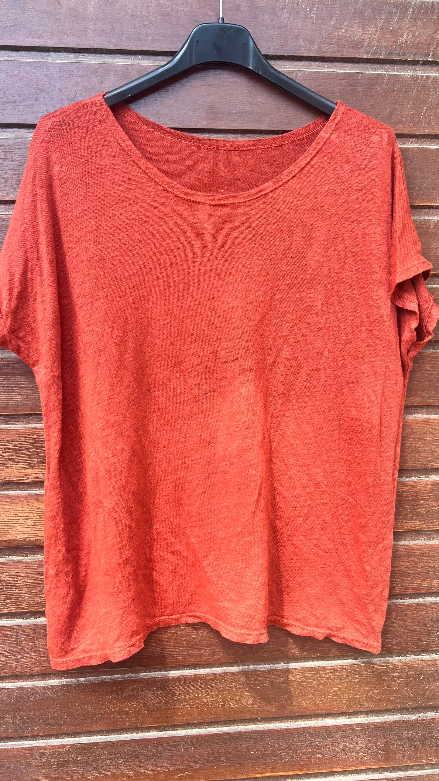 Camiseta lino teja
