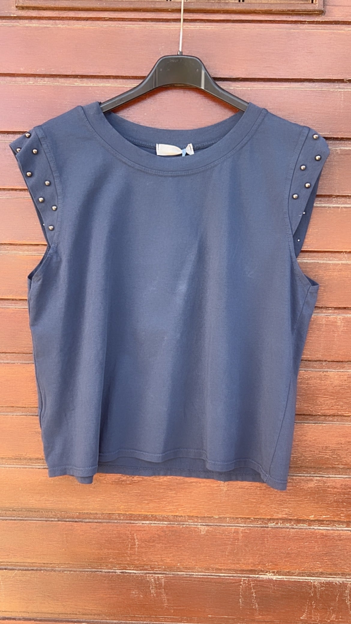 Camiseta tachuelas corta marino