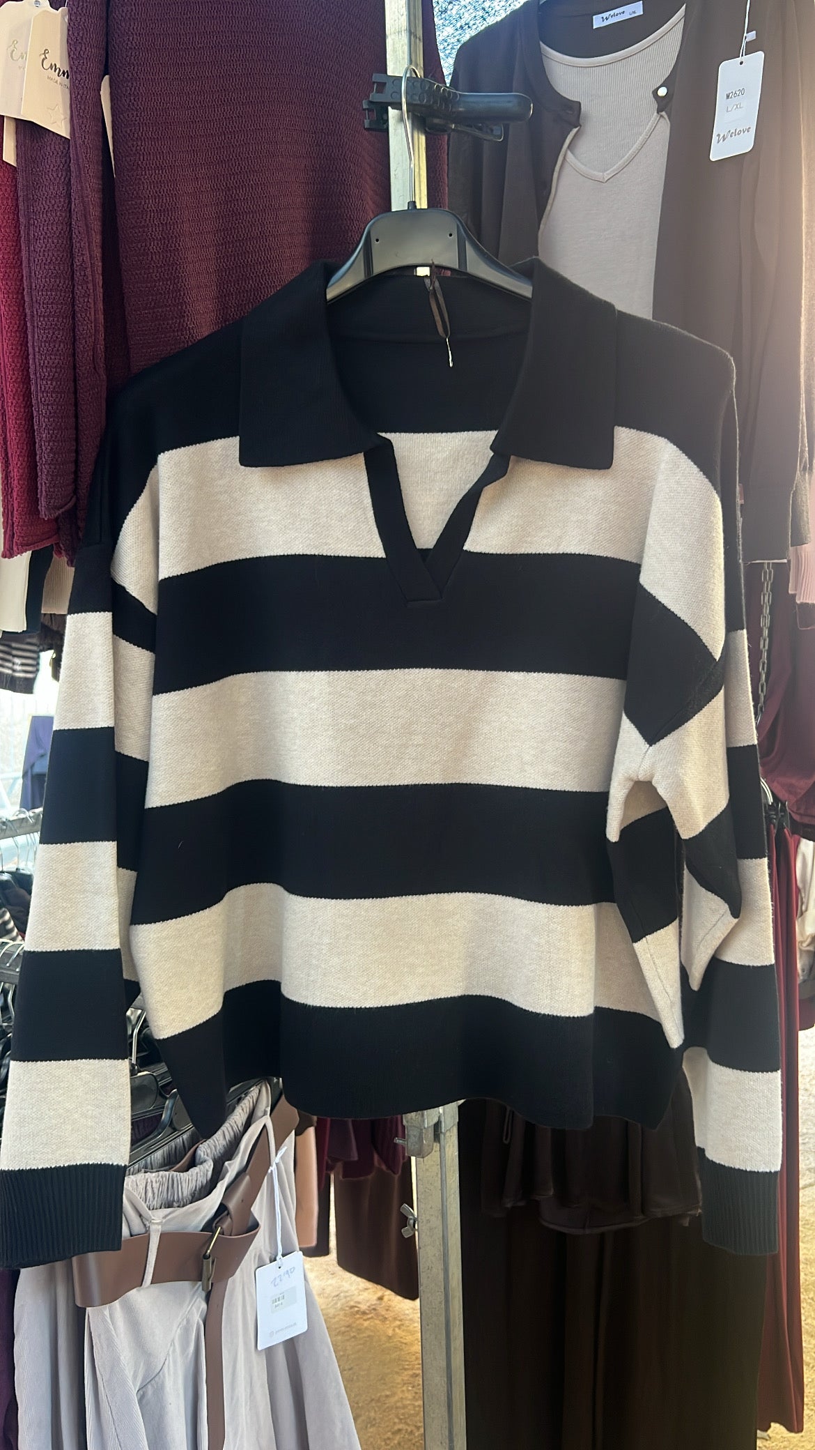 Polo rayas negro