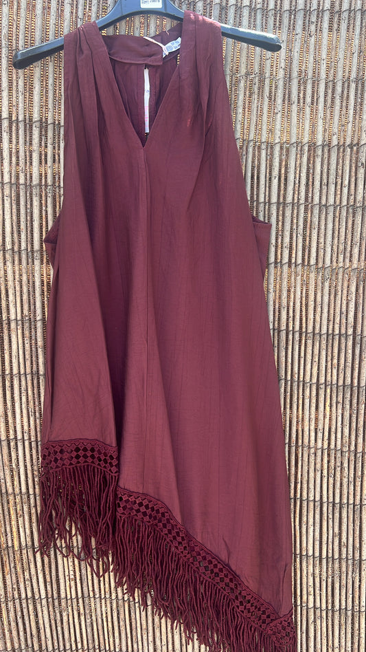 Blusa burdeos flecos
