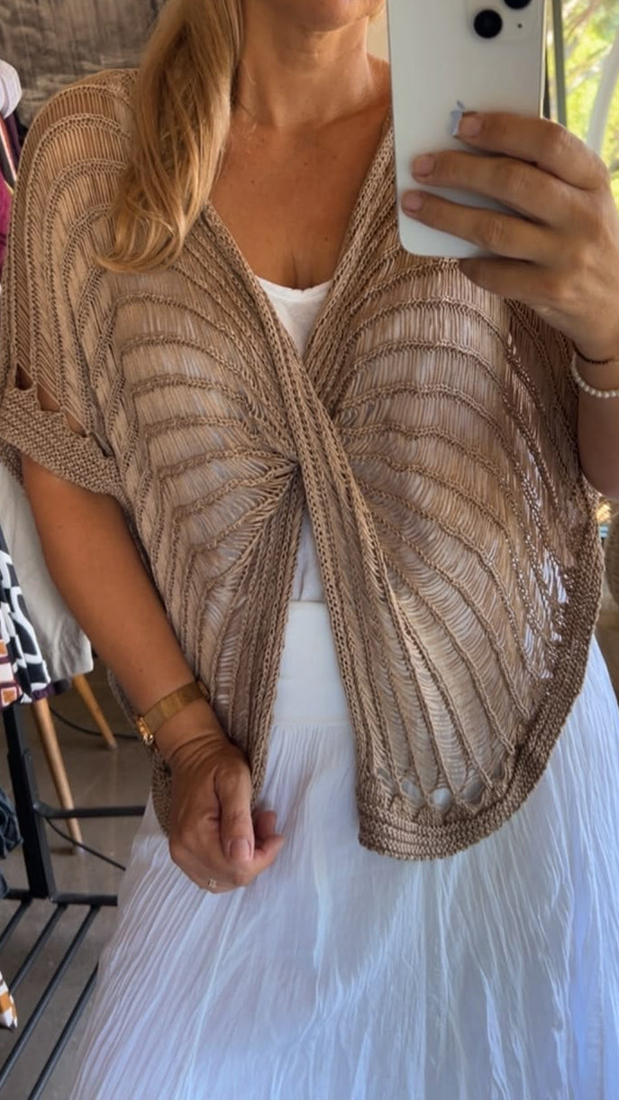 Poncho mariposa taupe