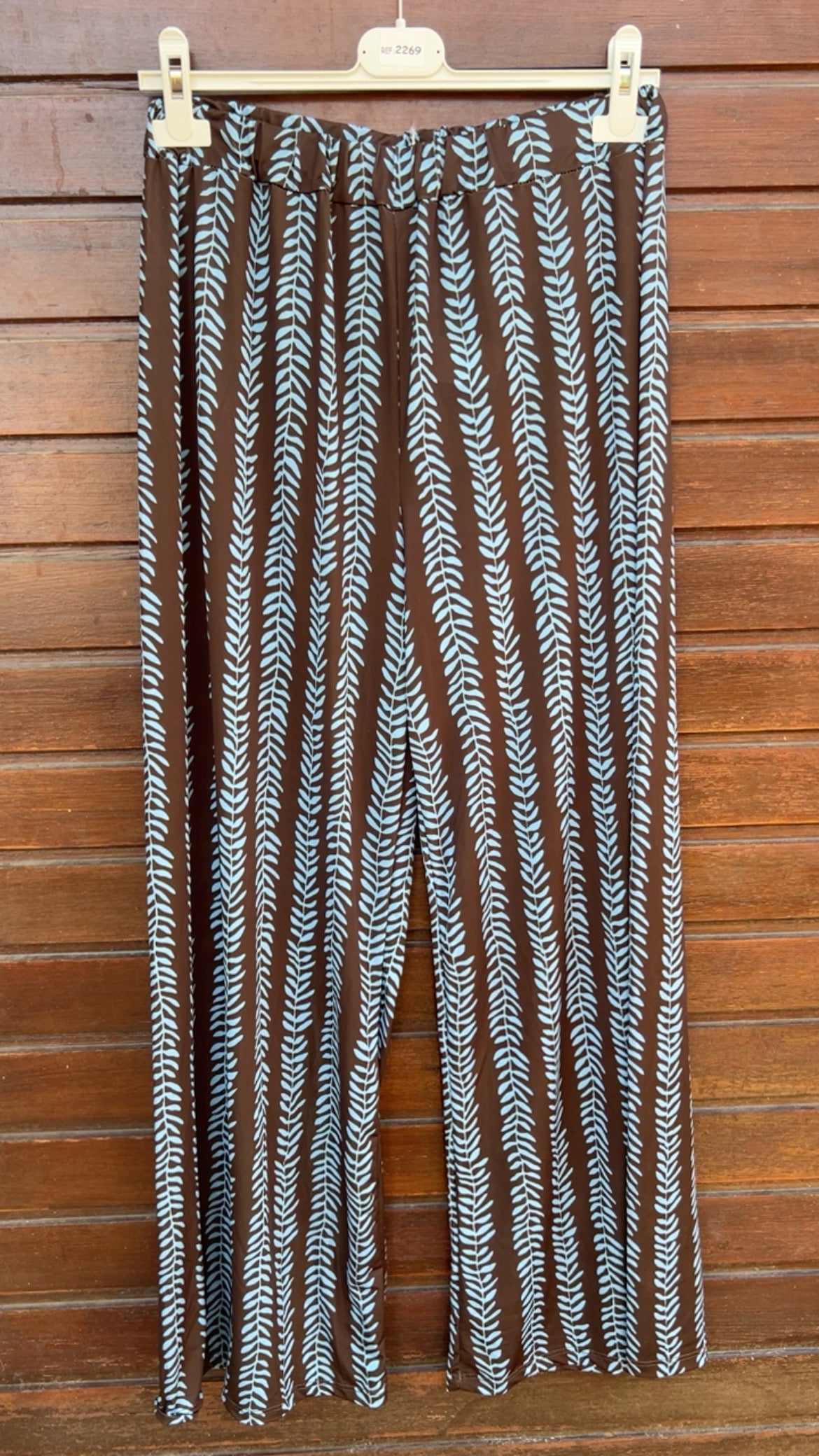 Pantalón licra fria hojas azules
