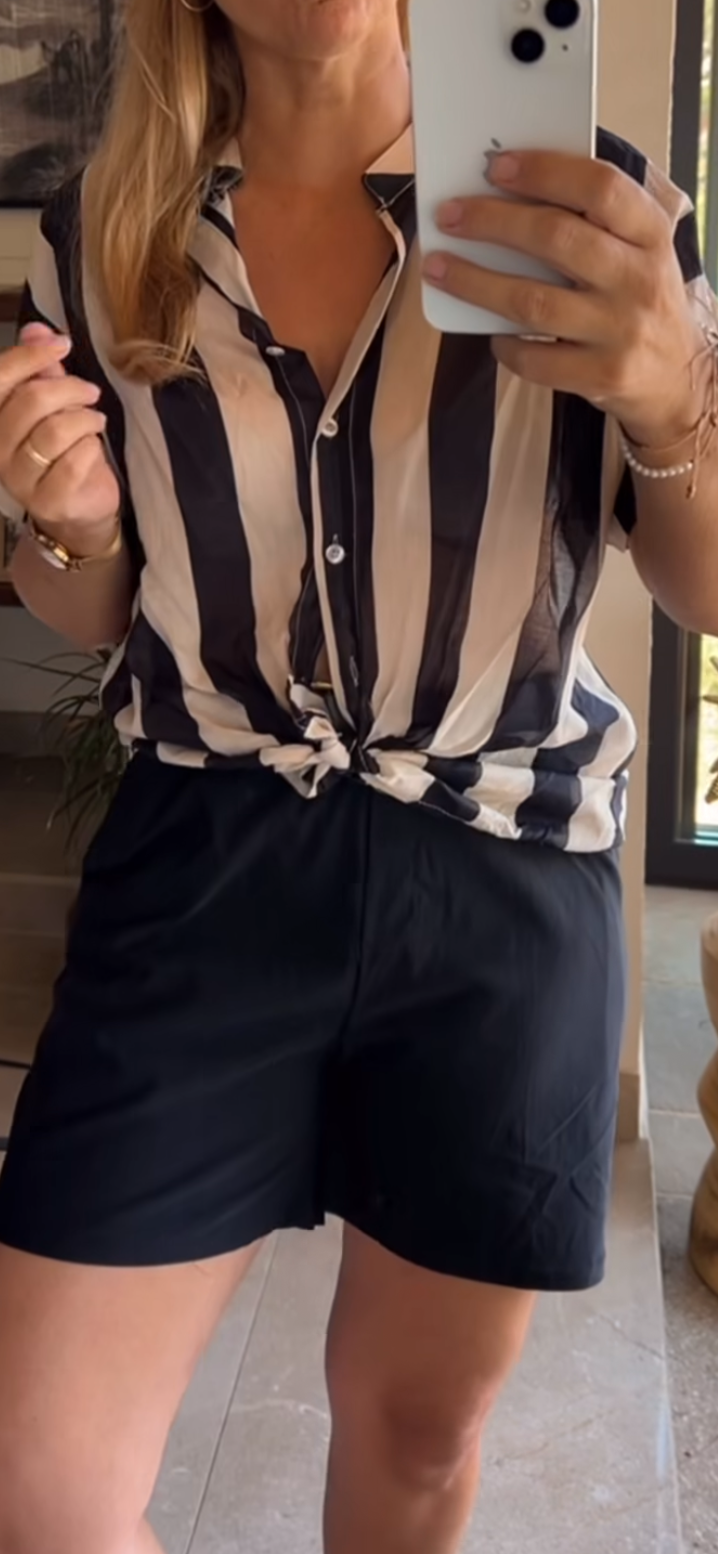 Camisa rayas beige y negro