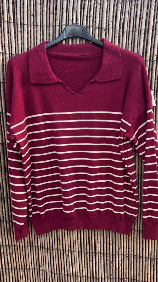 Polo granate rayas