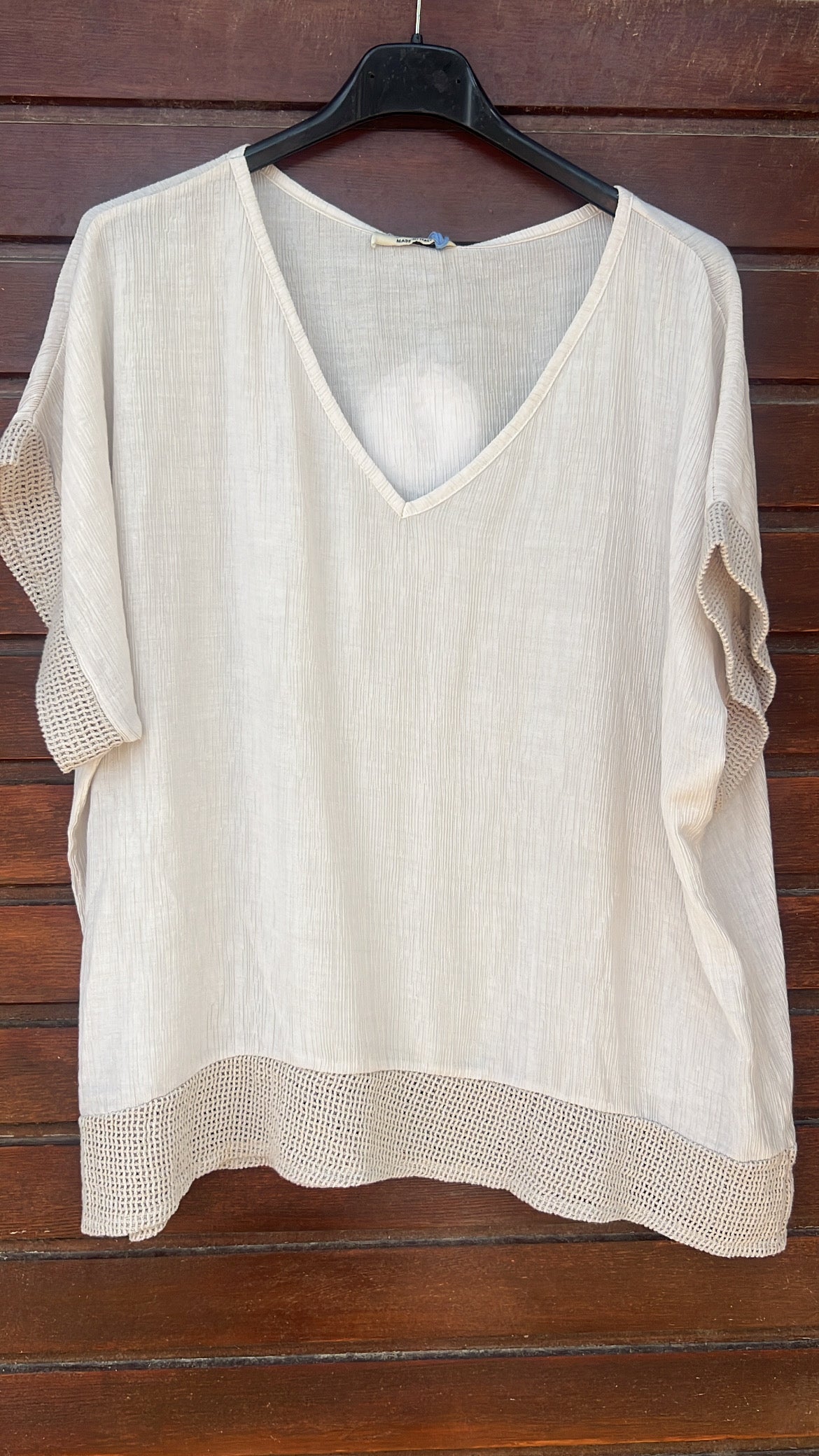 Blusa beige manga corta
