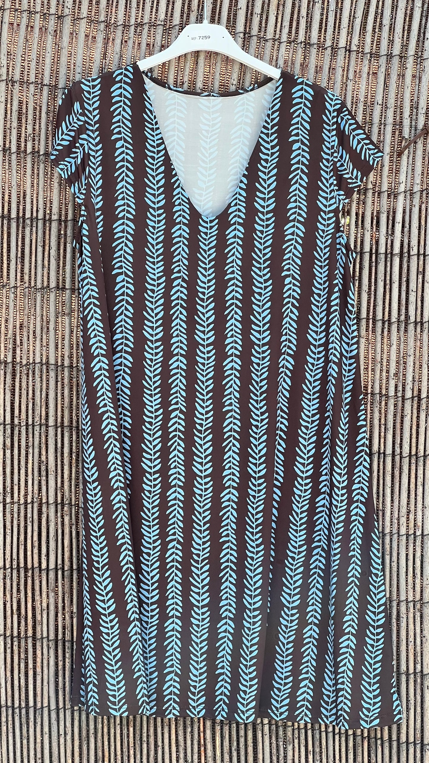 Vestido licra fria hoja azul