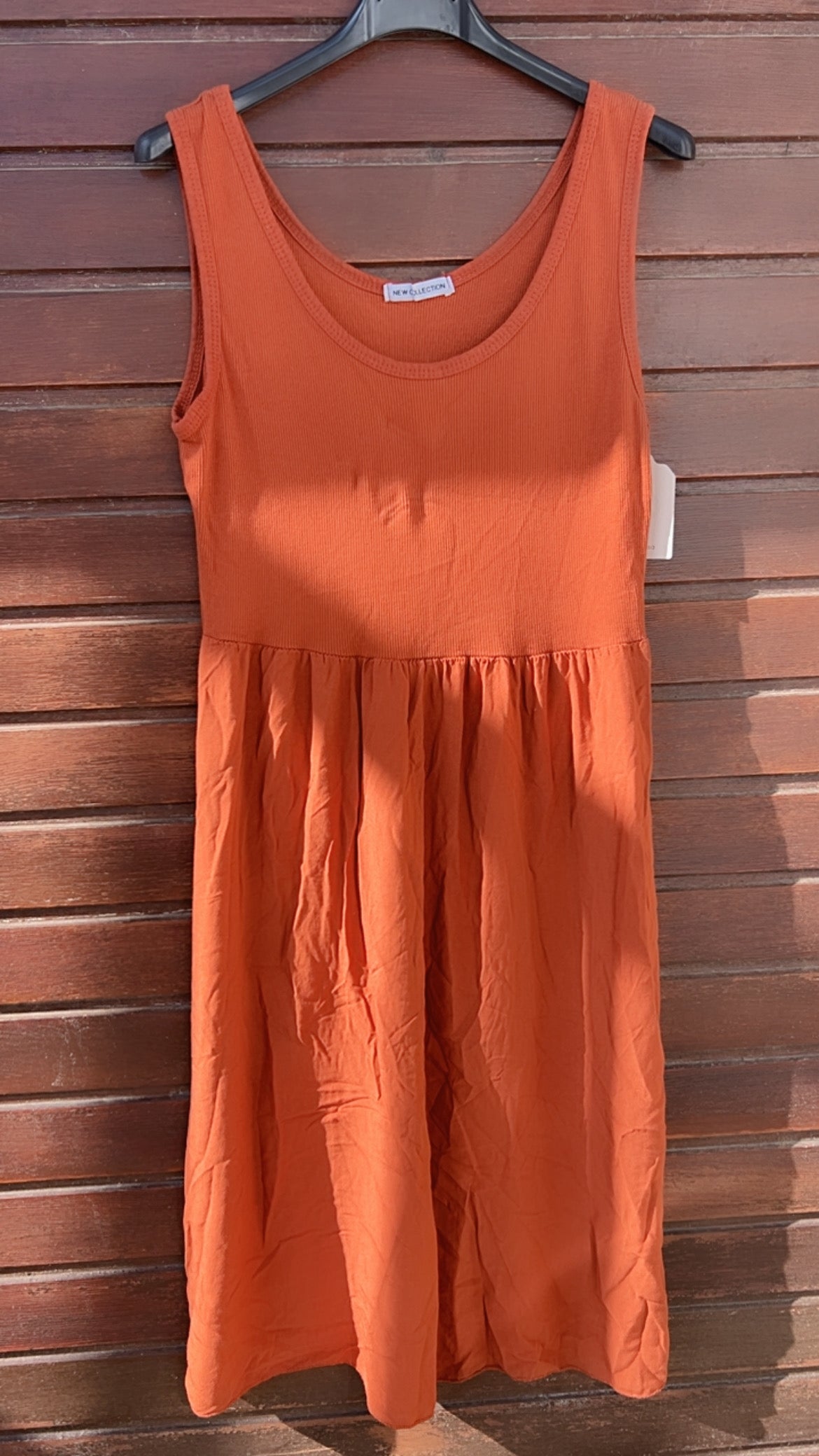 Vestido teja punto y viscosa