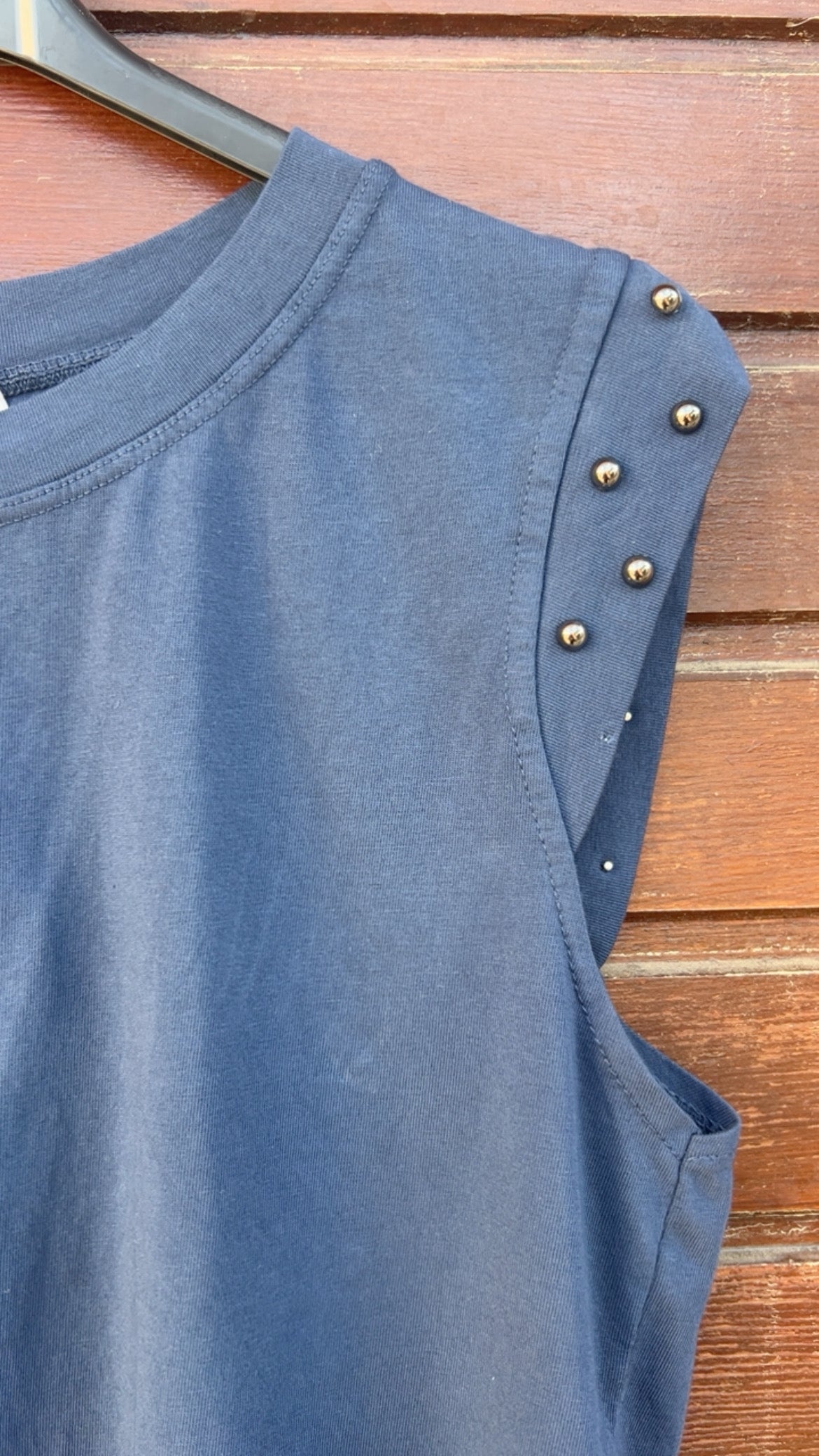 Camiseta tachuelas corta marino