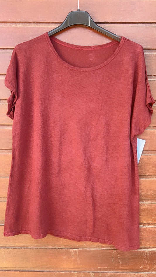 Camiseta lino granate