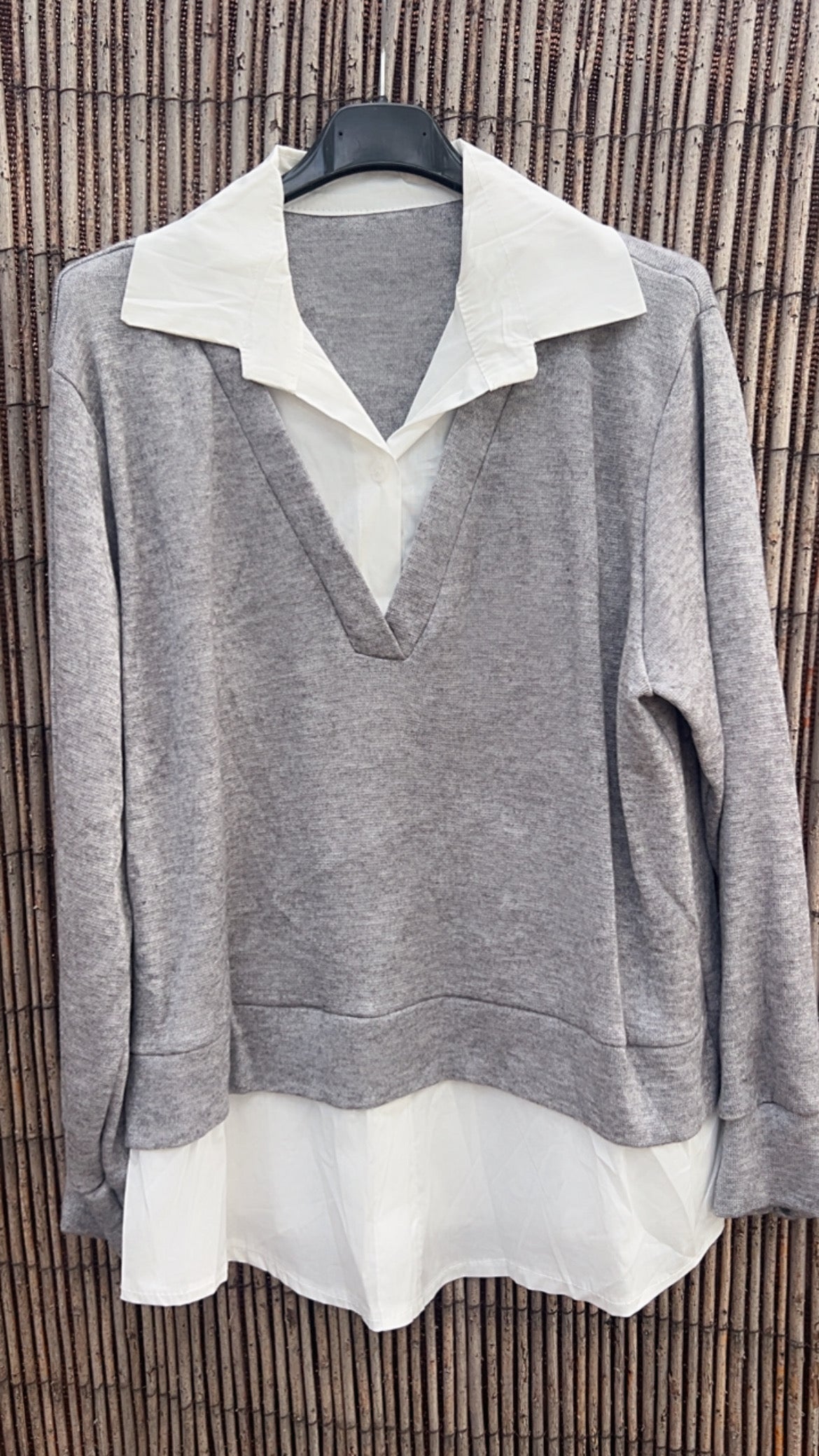 Jersey gris camisa cosida