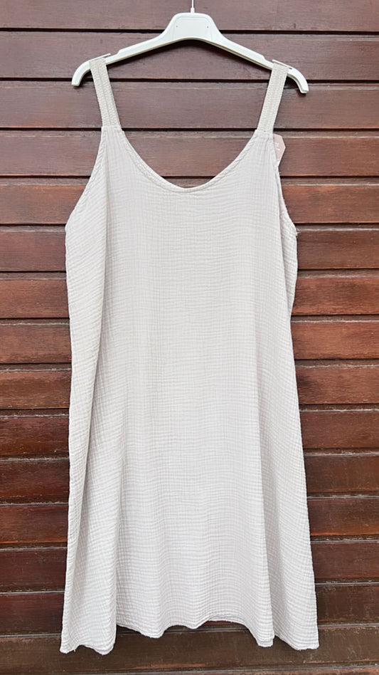 Vestido bambula beige