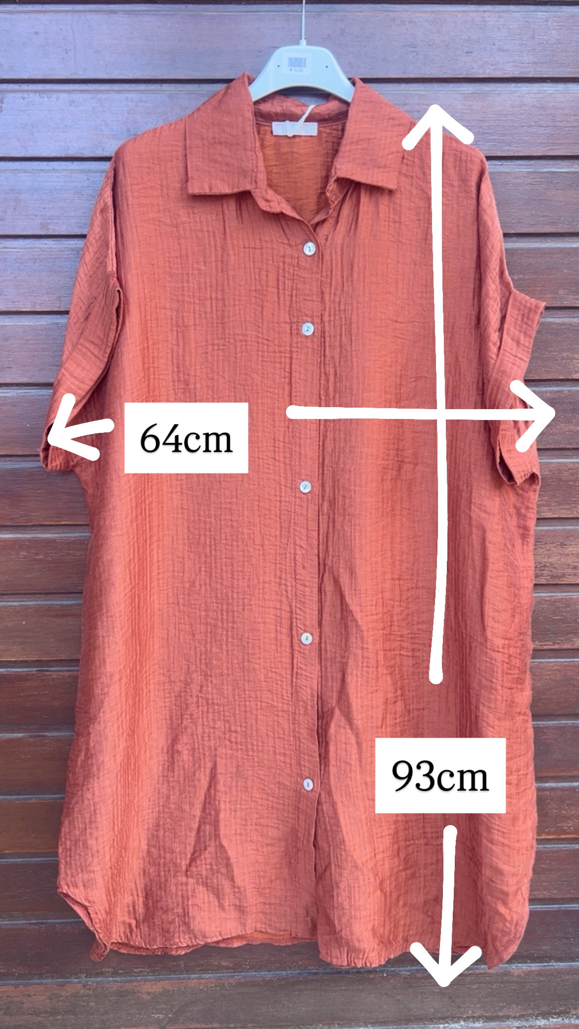 Vestido camisero teja