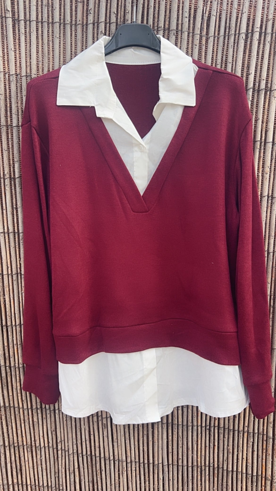Jersey granate camisa cosida
