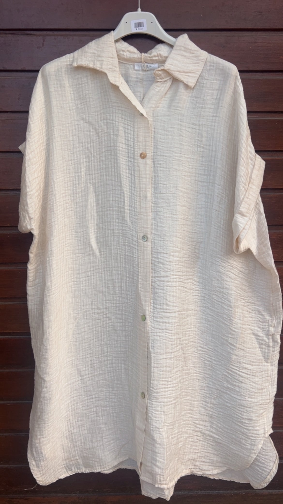 Vestido camisero crudo