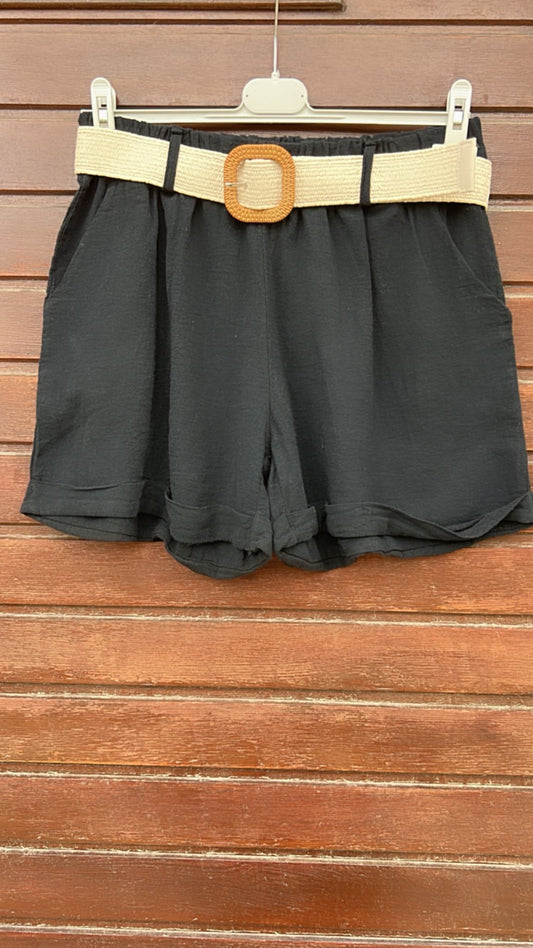 Pantalón efecto lino negro