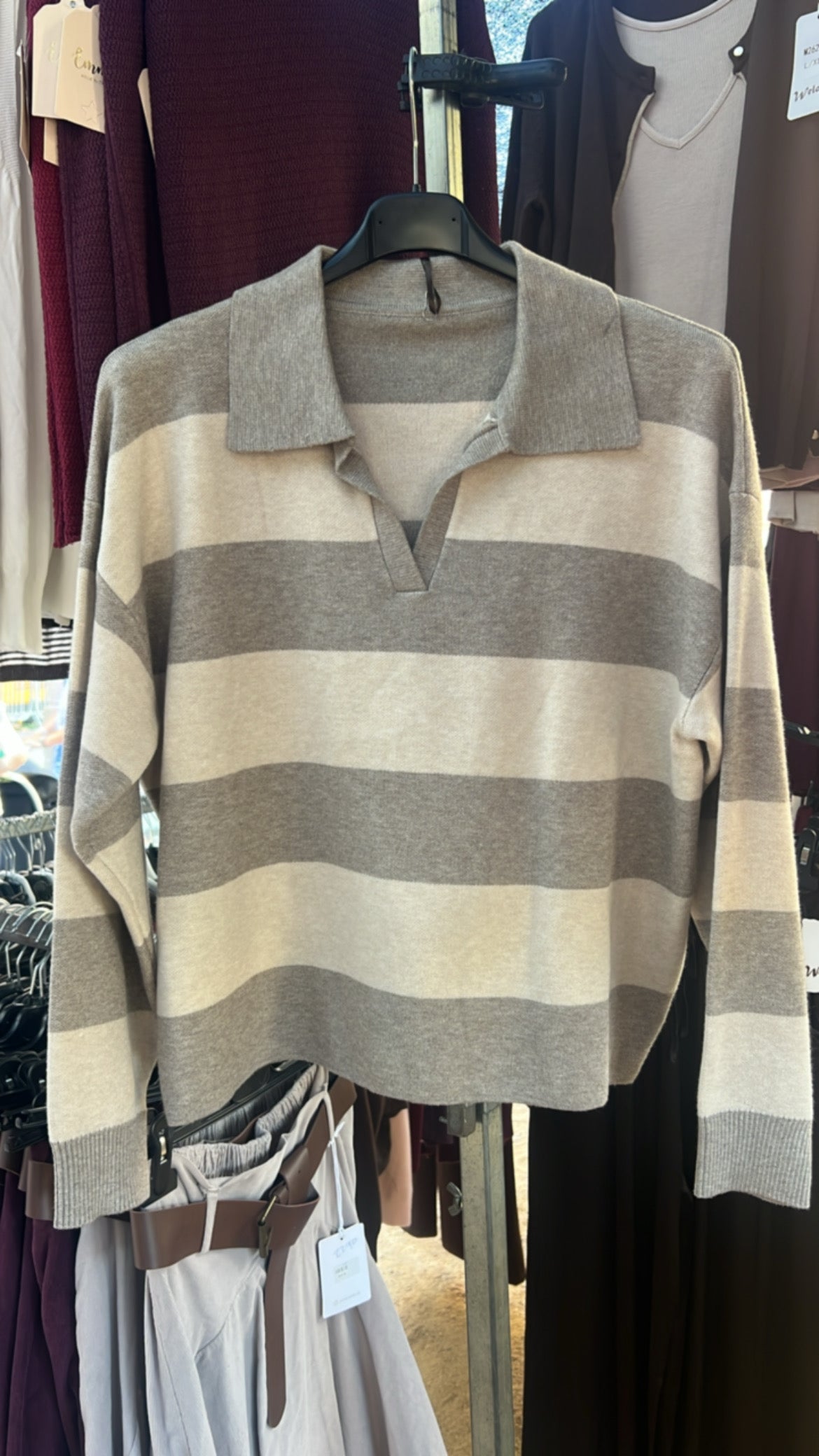 Polo rayas beige