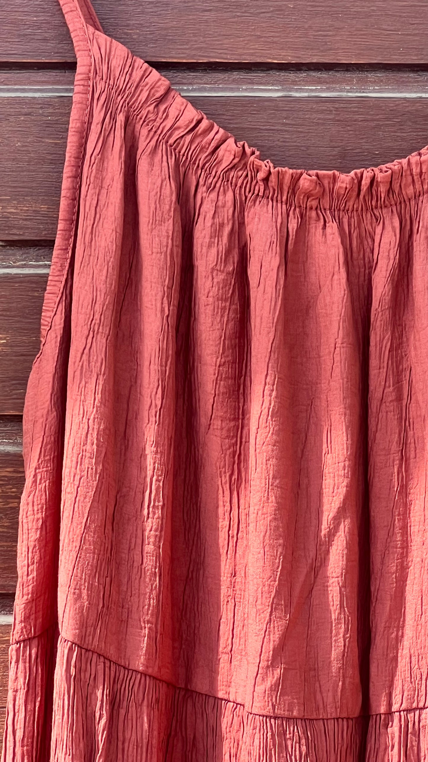 Vestido teja bambula tirante fino