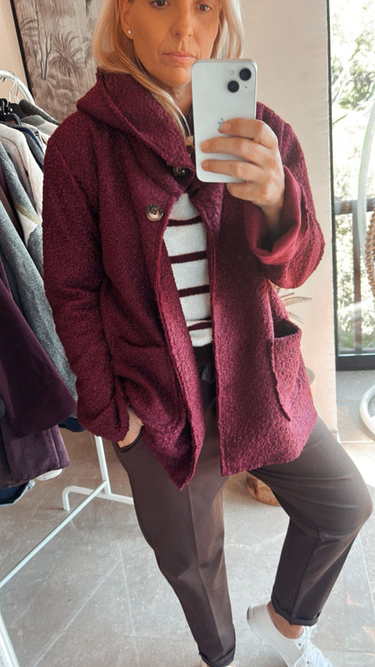 Chaqueta larga granate