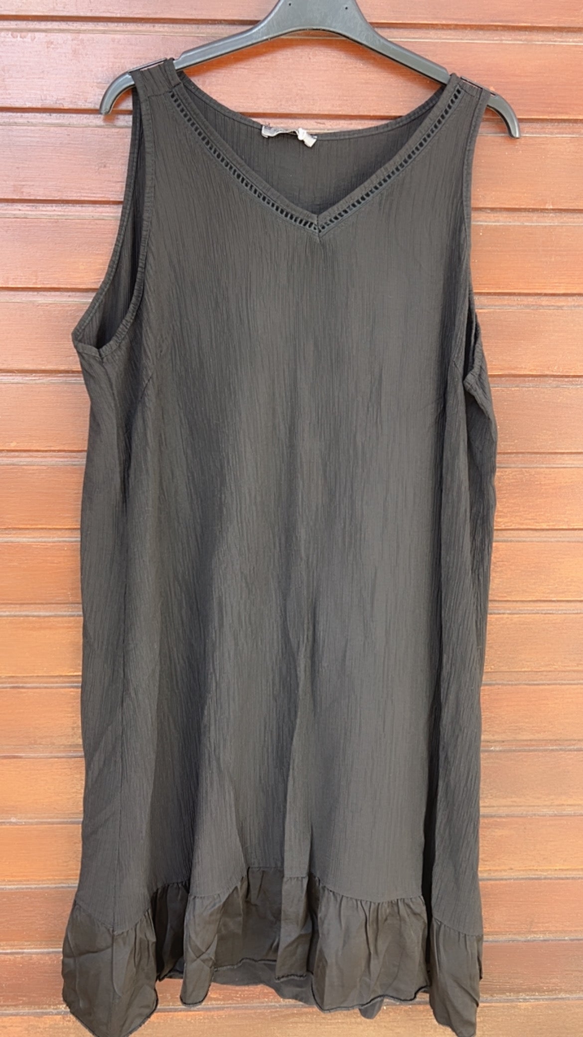 Vestido bambula negro detalle satinado