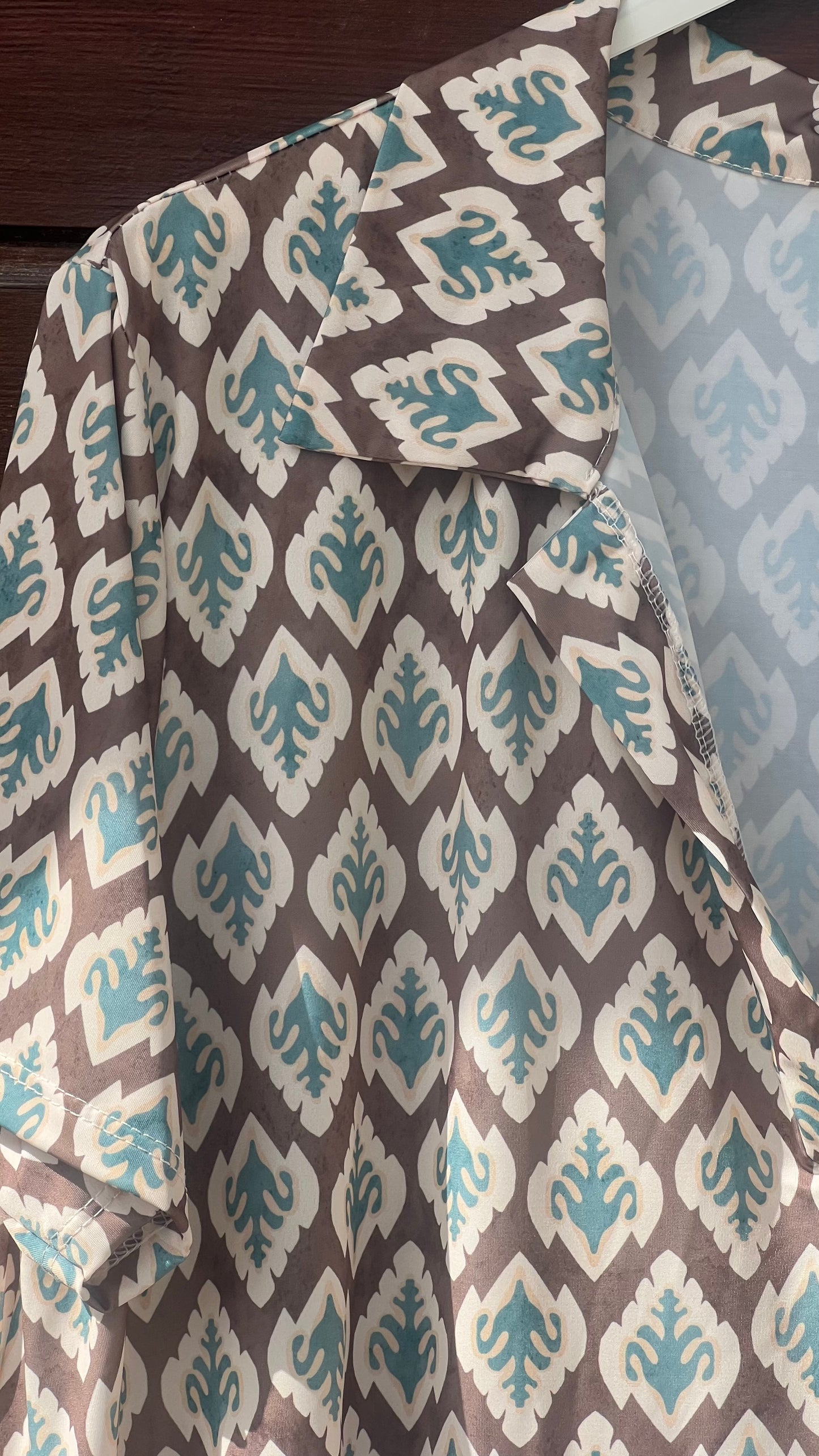 Vestido camisero turquesa y marrón licra fria