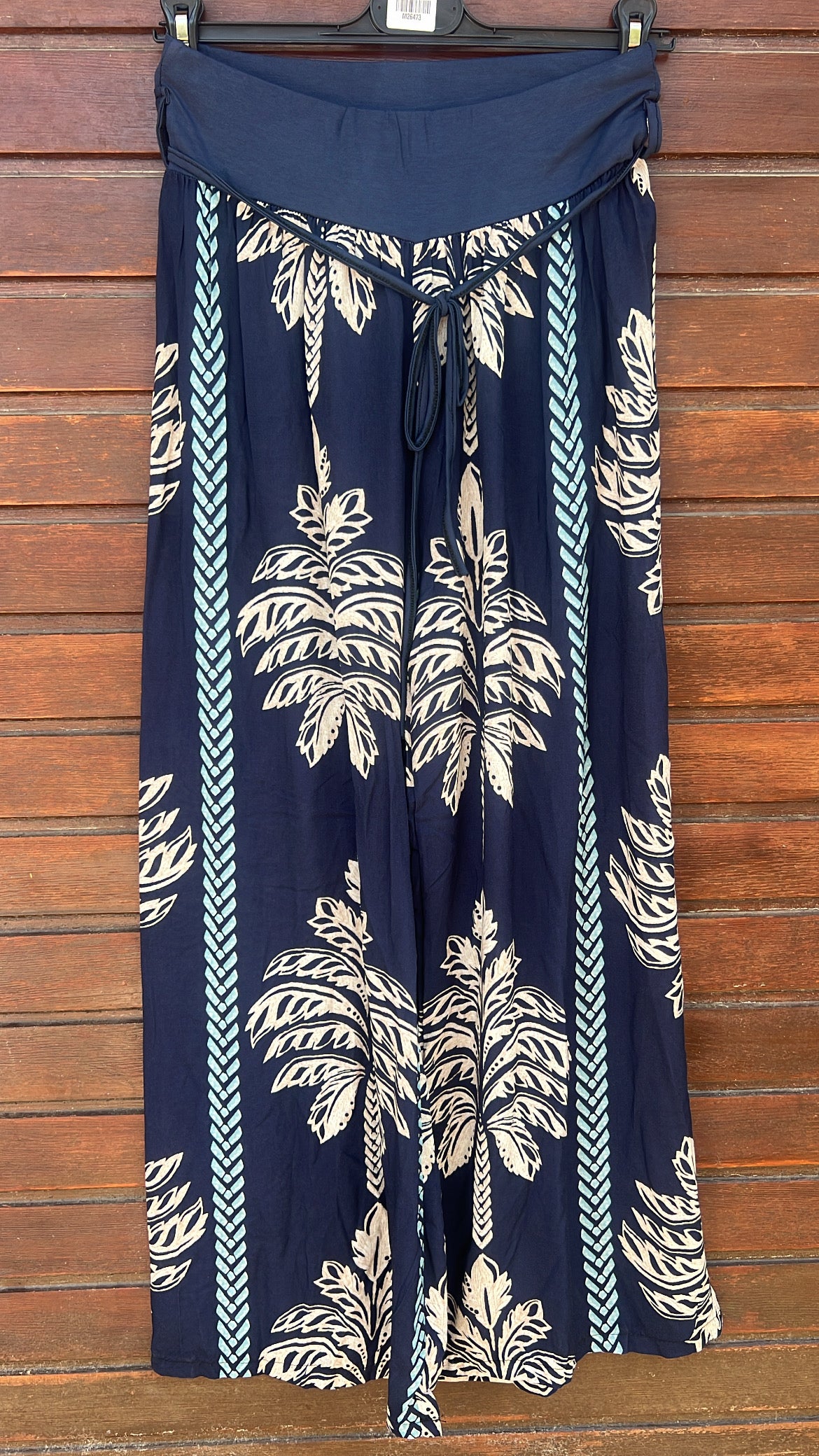 Pantalón estampado palmeras marino