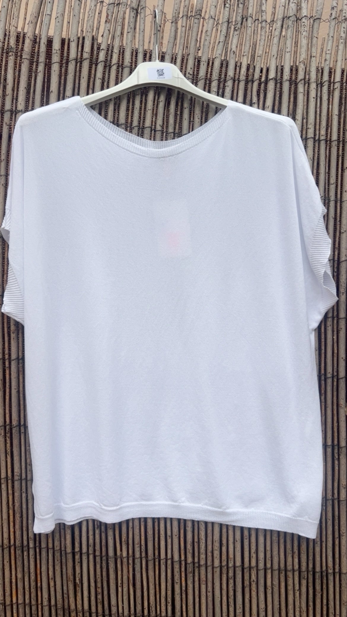Jersey punto blanco cuello redondo