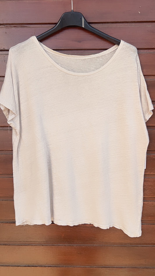Camiseta lino beige