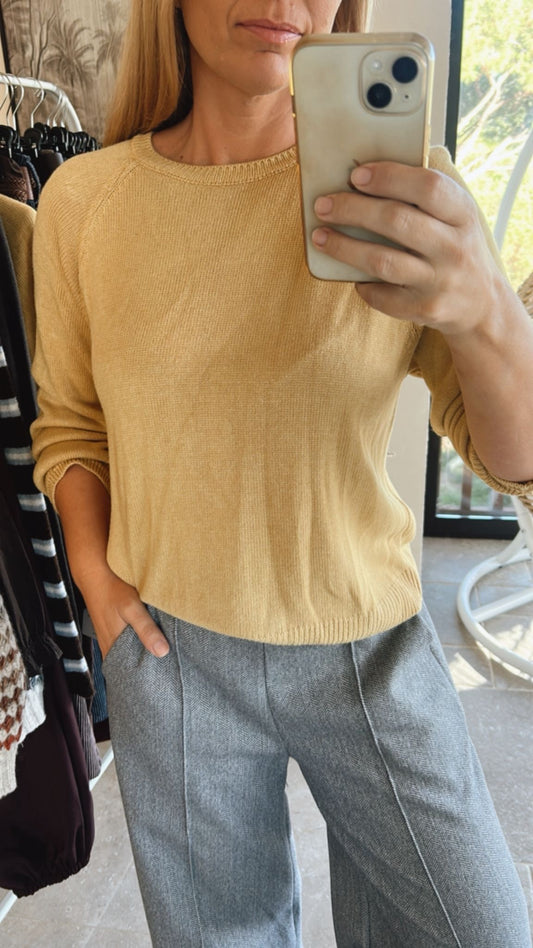 Jersey mostaza cuello redondo