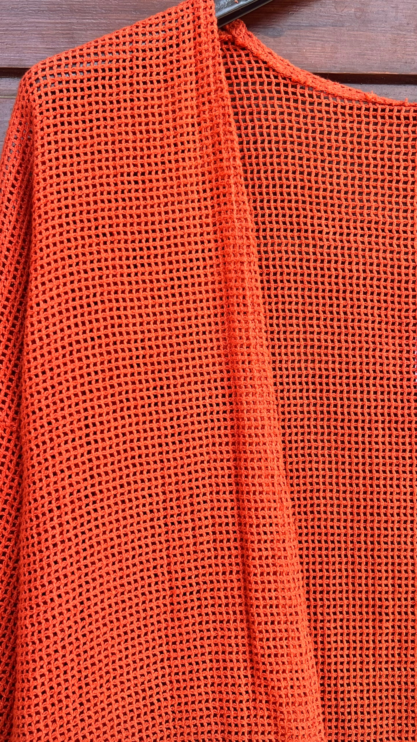 Chaqueta calada teja