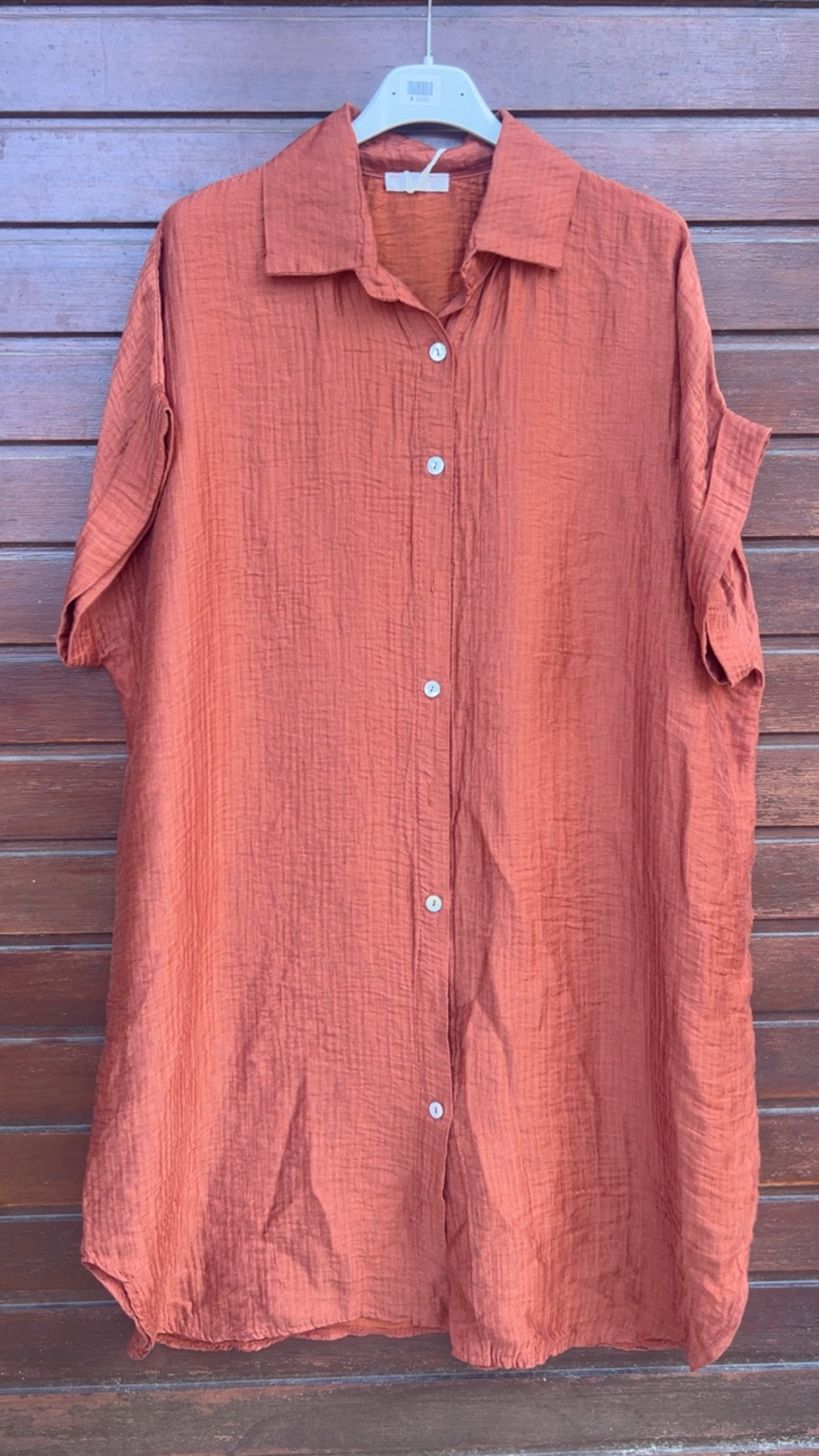 Vestido camisero teja
