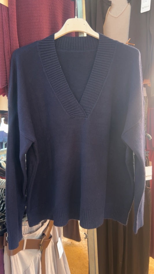Jersey marino cuello pico