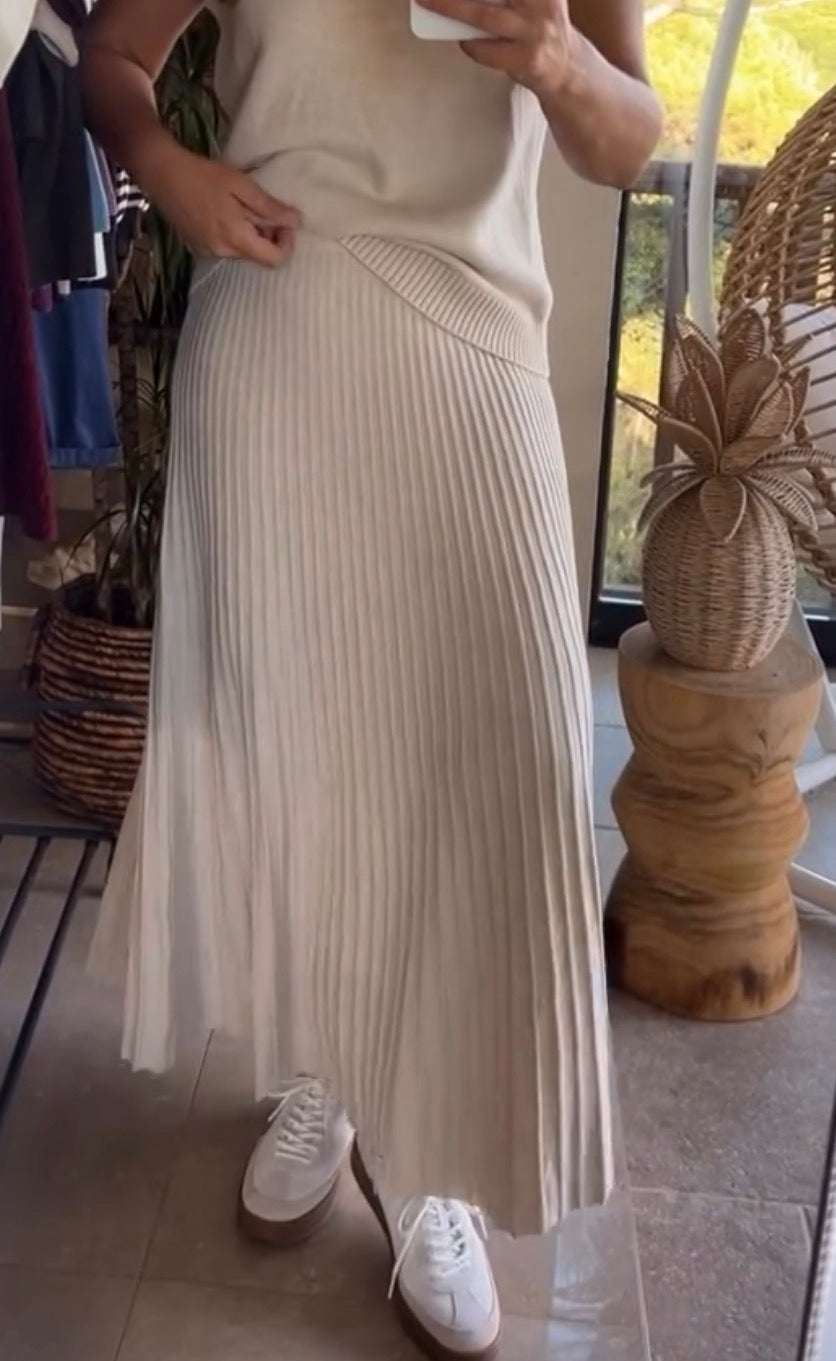 Falda beige canalé