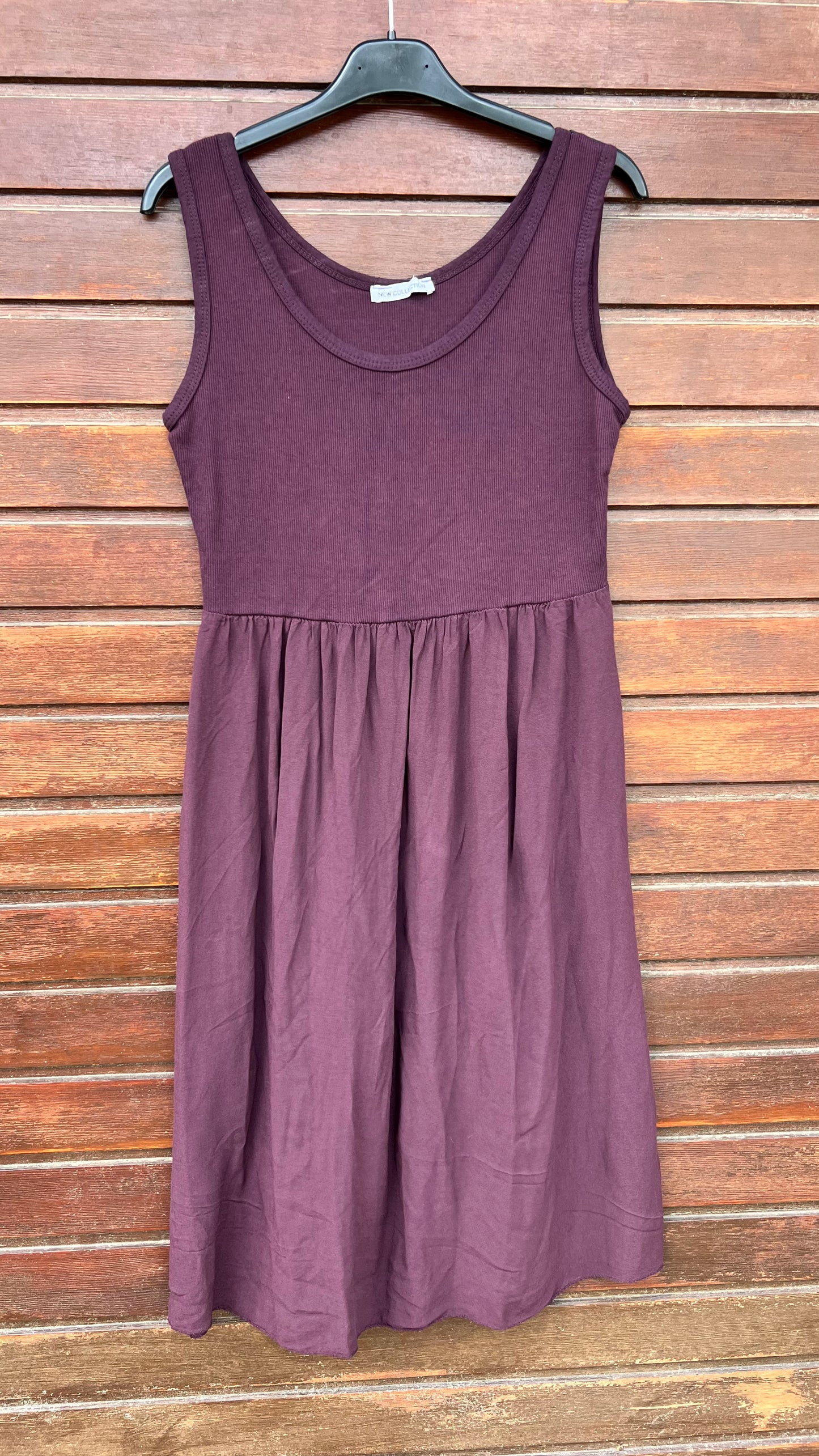 Vestido burdeos punto y viscosa